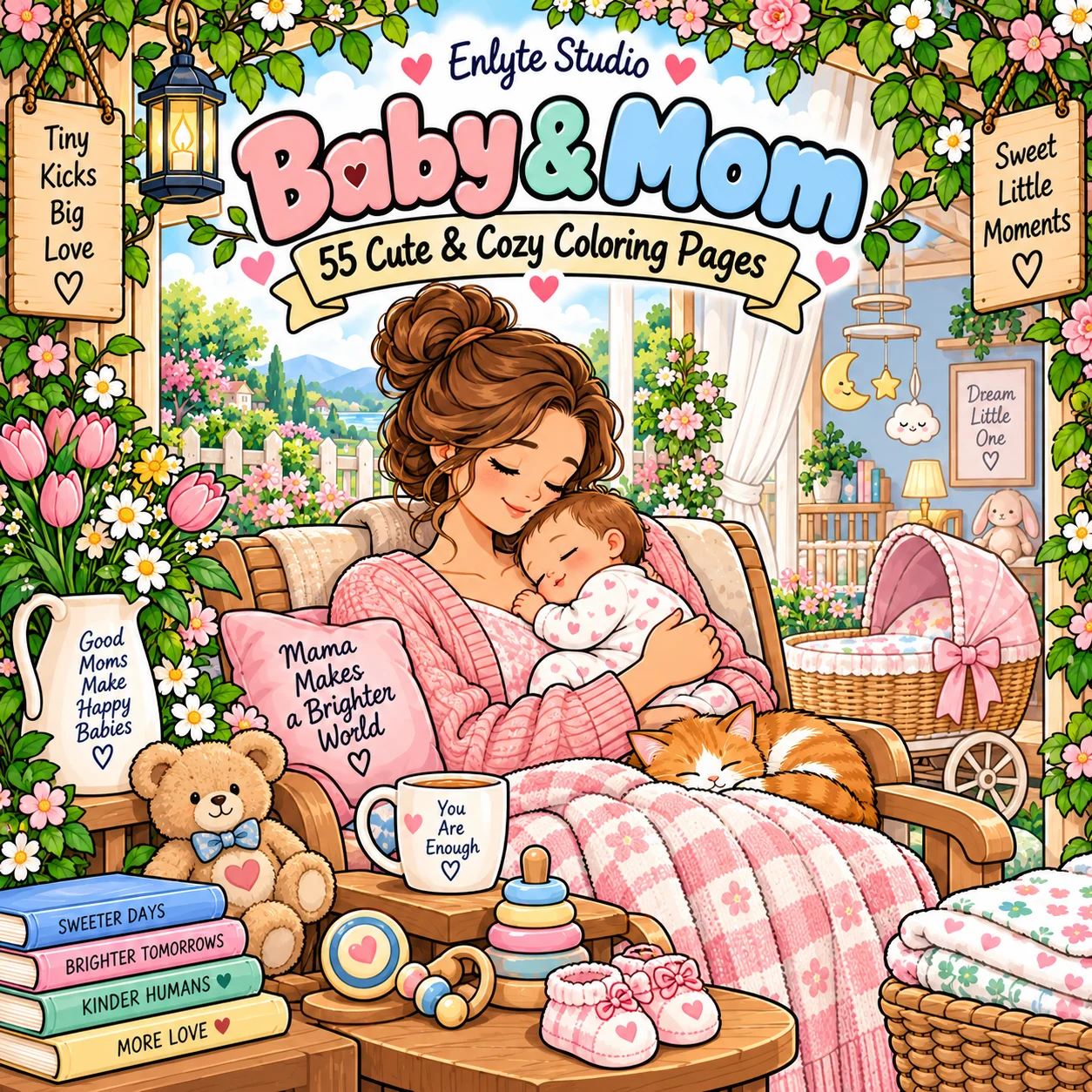 Baby & Mom 55 Cute & Cozy Coloring Pages