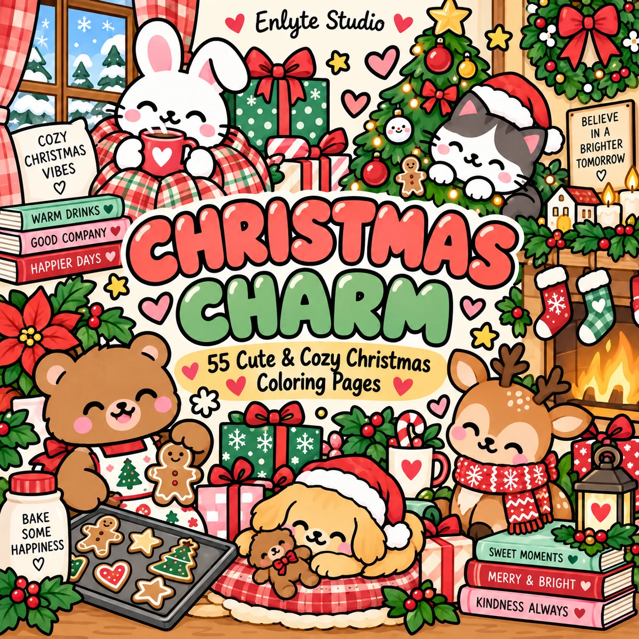 Christmas Charm Cute & Cozy Christmas Coloring Book