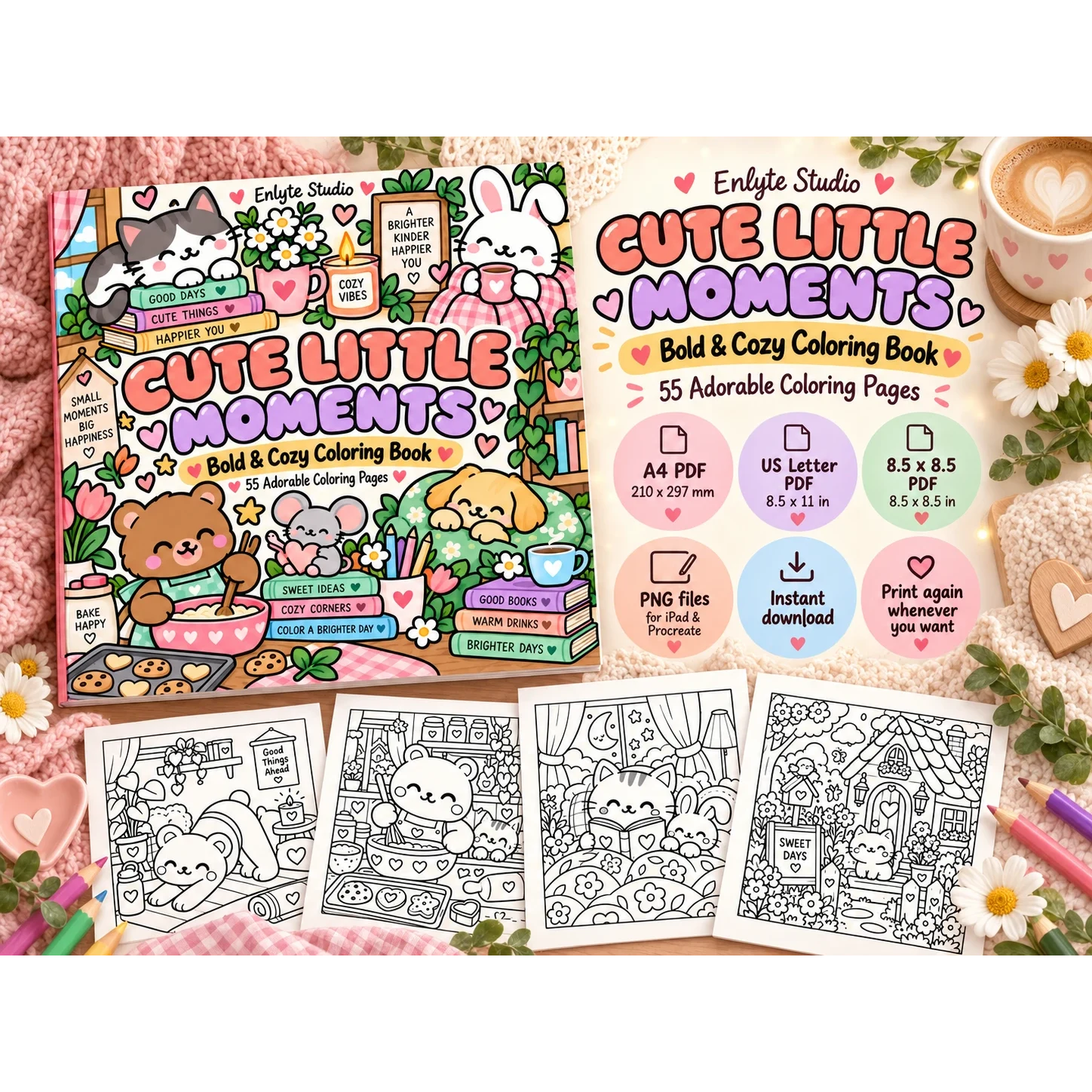 Cute Little Moments Bold & Cozy Coloring Book