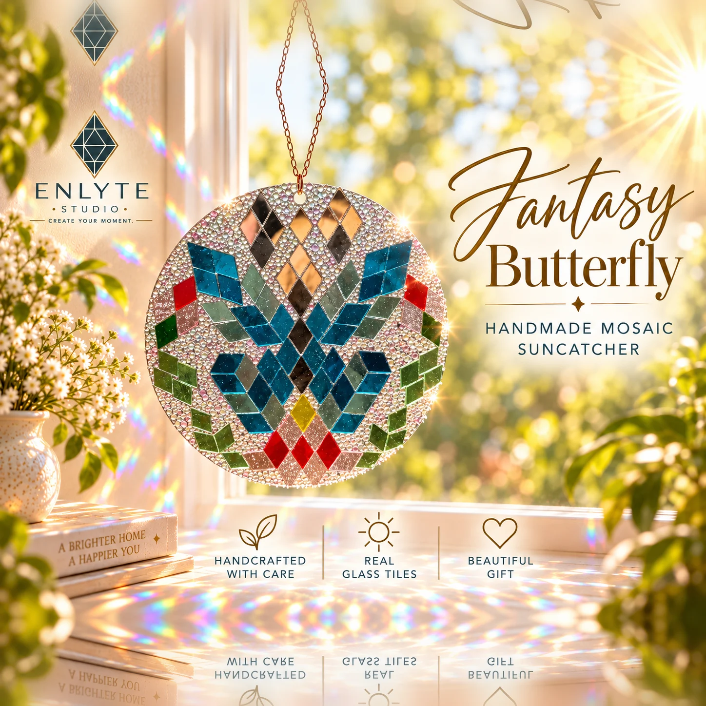 Fantasy Butterfly handmade mosaic suncatcher