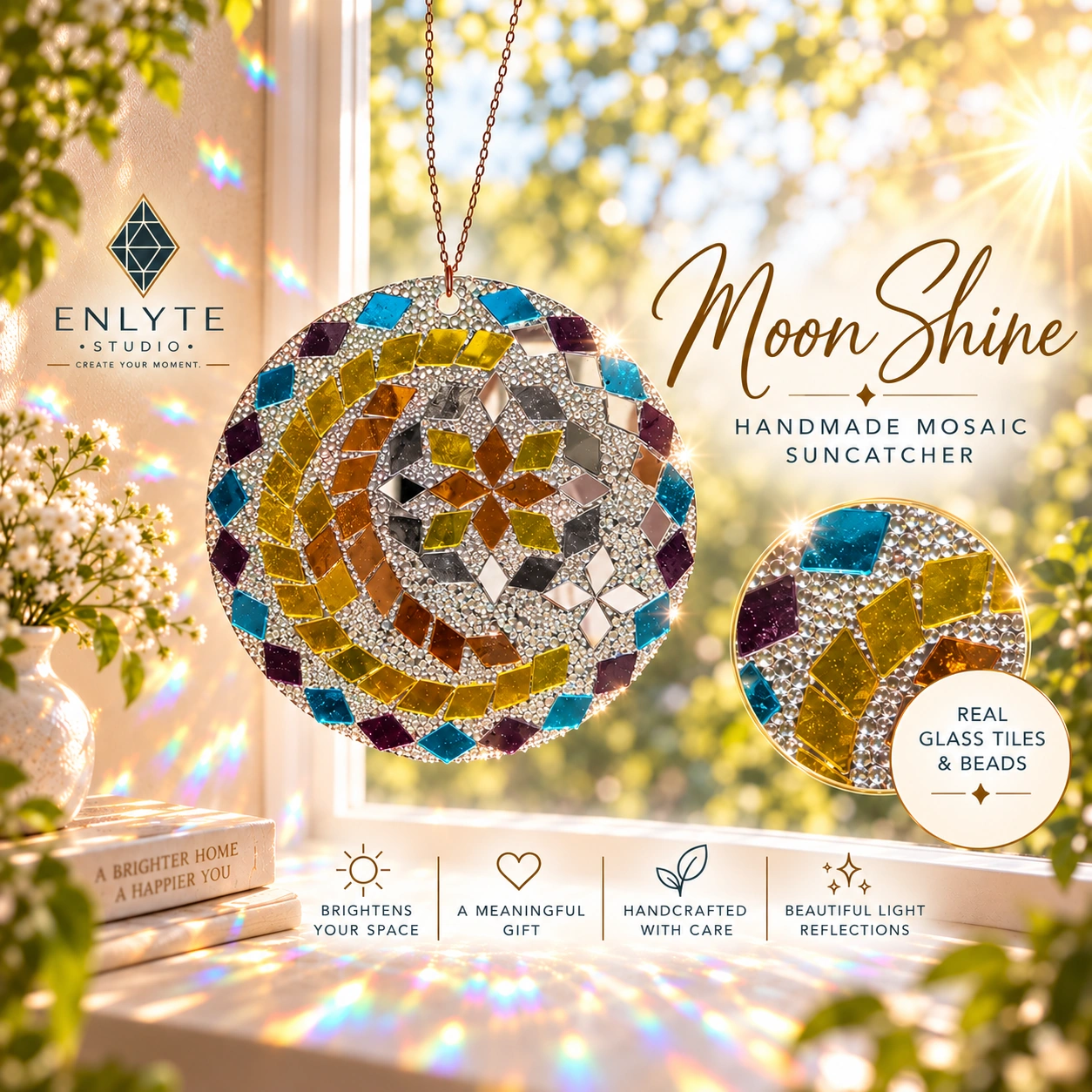 Moon Shine handmade mosaic suncatcher
